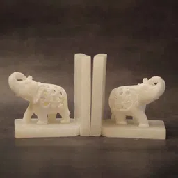 katkaria creations Marble Carving Set Of 1 White Marble Bookends image 5