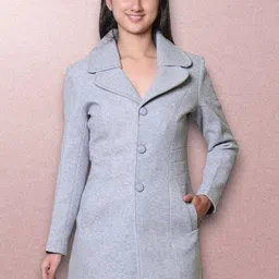 troo blue Women Solid Double Breasted Casual Blazer-picture-19