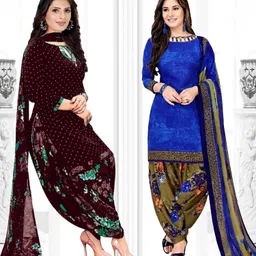 yashika Unstitched Crepe Salwar Suit Material Solid, Printed, Geometric Print-picture-12