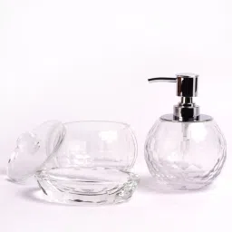 Counter Top Bathroom Accessories in Glass, Set of 3 by Foyer image 2