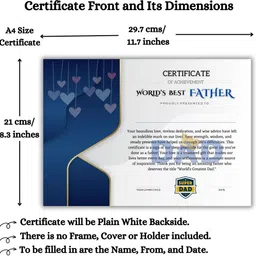 aanyacentric Self Fill-in World Best Father Certificate 11.7x8.3inch A4 Envelope Papa Daddy Greeting Card image 3