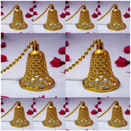 veepearls Gold Plastic Bell Hanging for Diwali, Ganpati, Wedding & Christmas Decoration, 10 pc-picture-17
