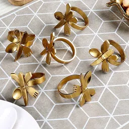 amaya decors Fork-Knife-Spoon Napkin RIng Set of 6 image 1