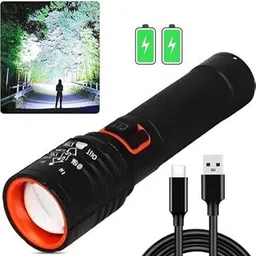 sument M035 (ZOOMABLE METAL LED TORCH)3 Modes Flashlight, Super Bright 80W LED Light Torch image 1