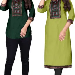 fsr Pack of 2 Women Solid Cotton Blend A-line Kurta image 1