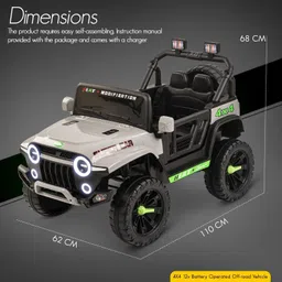 ayaan toys Kids Electric Jeep Ride On Car with LED Lights Music Remote Control Rechargeable Jeep Battery Operated Ride On image 5