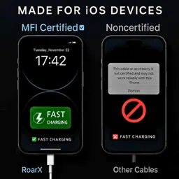 RoarX Lightning Cable 6 A 1 m 20 Watt Type C i-phone cable compatible with Apple iPhone 11 12 13 14 15 Pro Pro Max X XR XS SE SE2 Series C to Light_ning cable MFI image 3