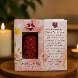 krishnaaura Artificial Red Rose Bouquet Pillar Candle Candle image 3