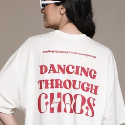 roadster Women Typography Round Neck Cotton Blend White T-Shirt-picture-21