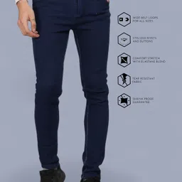 lzard Men Slim Mid Rise Dark Blue Jeans-picture-11