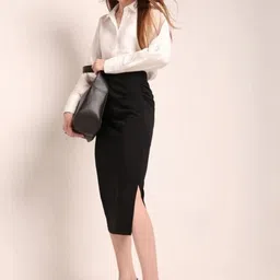 fashionez Women Solid Pencil Black Skirt-picture-14