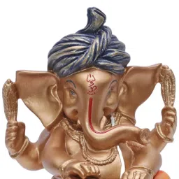 casacraft from pepperfry Ashnam Pagadi Tabla Music Ganesha - Gold & Orange, 17cm image 4