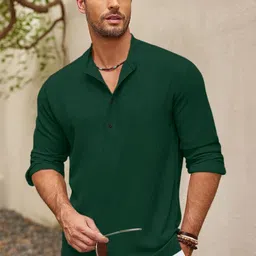 hemadhav Men Solid Cotton Blend Straight Kurta image 2