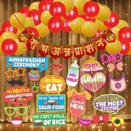 wobbox Annaprashan Props, Annaprashan Banner,Annaprashan Decoration Items(55Pc)(FP5715) Photo Booth Board-picture-18