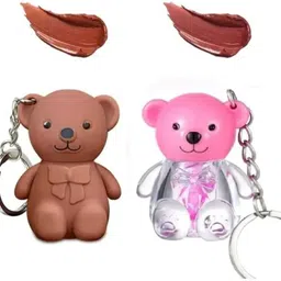 hsq Cute Teddy Lipstick & Lip Gloss Combo | Moisturizing Non-Sticky Lip Shine image 1