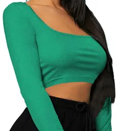 theblazzee Casual Regular Sleeves Solid Women Green Top image 3