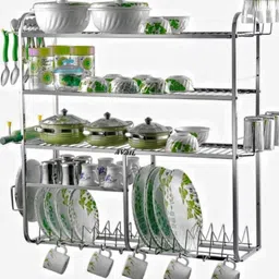 Utensil Kitchen Rack Wall Mount Kitchen Utensils Rack | Dish Rack with Plate & Cutlery Stand Steel-image-70