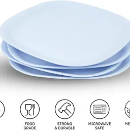 lumiset Solid Unbreakable Plastic Square Half Plates Dinner Plate image 2