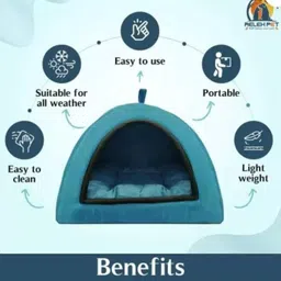 relexpet Cats Kittens Pet Hut House in Soft Velvet, Puppies and Small Dog Bed L Pet Bed image 4