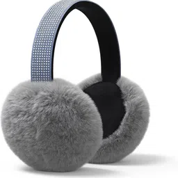 Winter Plush Earmuffs with Rhinestone Design,Warm & Cozy for Women,Girls - Grey Ear Muff-image-39