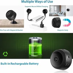 Bzrqx Hidden Cameras Live on Mobile App, Battery Backup, Supports 128GB Micro SD Card (Not Included) 720P HD Ready WiFi Wireless Mini Camera, Black Security Camera image 4
