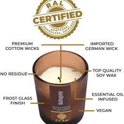 ekam Mahogany Shot Glass Soy Wax Scented Candle, 43 Grams, 10 Hours Burn Time Candle image 3