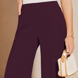 vdtrend Women Regular Fit Maroon Lycra Blend Trousers image 3