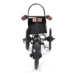 exim decor Black & Brown Iron And Wood Rickshaw Miniature image 2