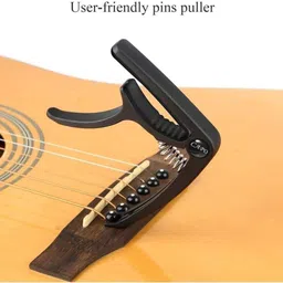 swara musicals Versatile Guitar Capo for Acoustic & Electric Guitars, Ukuleles (Black) Spring Guitar Capo image 3