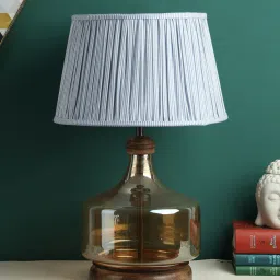 Katana White Fabric Shade Night Lamp With Glass Base By Kapoor LampShades image 2