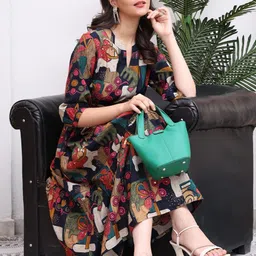 metronaut Women Fit and Flare Multicolor Below Knee Dress-picture-20