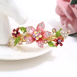 Yellow Chimes Women Red & Green Embellished French Barrette-image-79