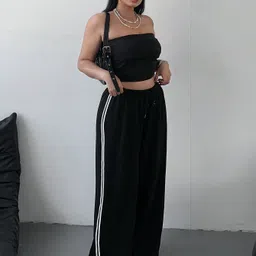 dockstreet Women Striped Black Track Pants image 5