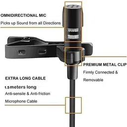 techblaze 3.5mm Lapel Microphone for Video Recording | Collar Mic | Mic for Vlogging Microphone image 2