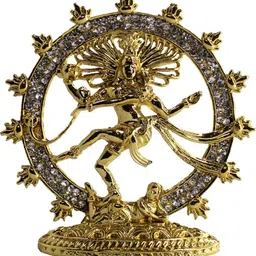 Lord Natraj Idol Gold Plated Metal Handicraft Dance Statue for Decorative(Gold) Decorative Showpiece - 7 cm-image-1