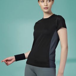 metronaut Colorblock Women Round Neck Polyester Black T-Shirt-picture-34
