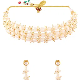 AMI Gold Plated Artificial Beads Choker Jewellery set image 2