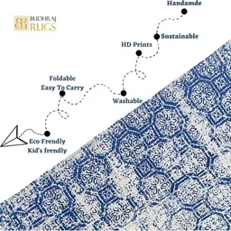 Budhrajrugs Blue & White Geometric Cotton Rectangular Dhurrie image 3