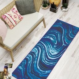 BIANCA Blue Soft-Fluffy Area-Rug Carpet With Non-Slip Rubber Backing-picture-47