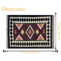 Budhrajrugs Purple & White Geometric Reversible Dhurrie image 2