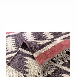 Budhrajrugs Beige & Black Geometric Woven Rectangular Dhurrie image 3