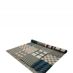 Budhrajrugs Beige & Blue Geometric Reversible Rectangle Dhurrie image 2