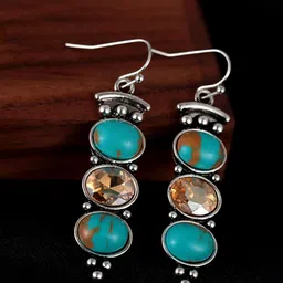 Unwind by Yellow Chimes Blue Contemporary Drop Earrings-image-29