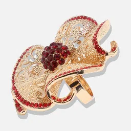 SOHI Gold Plated Stone Work Flower Ring image 4