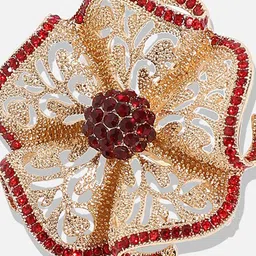 SOHI Gold Plated Stone Work Flower Ring image 5