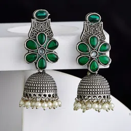 ATIBELLE Silver-Plated Contemporary Jhumkas-picture-11