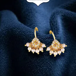 Vighnaharta Gold-Plated Artificial Beads Teardrop Shaped Bugadi Earrings image 1