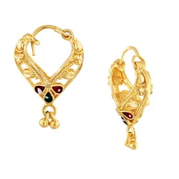 Vighnaharta Gold-Plated Floral Hoop Earrings image 1