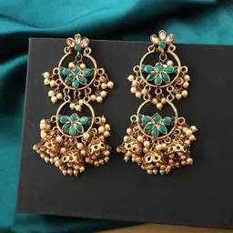 Yellow Chimes Gold-Toned Classic Gold Plated Chandbalis Earrings-picture-13
