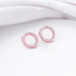 GIVA Rose Gold-Plated Sterling Silver Contemporary Zircon-Studded Stud Earrings image 1